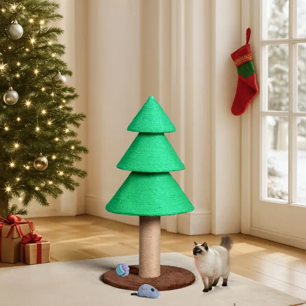 31.5in Christmas Tree Cat Scratcher, Cat Scratching Post For Indoor Cats - view 3