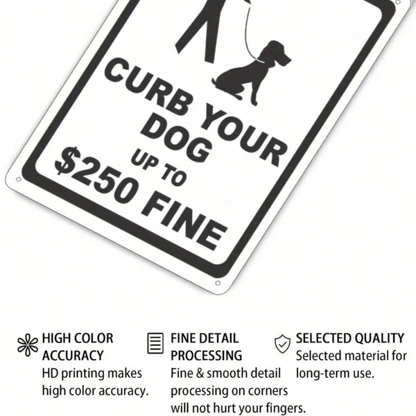 Curb Your Dog Metal Tin Sign, Regulations Caution Plaque, 8x12in Unframed Wall Decor, Wall Decor - view 4