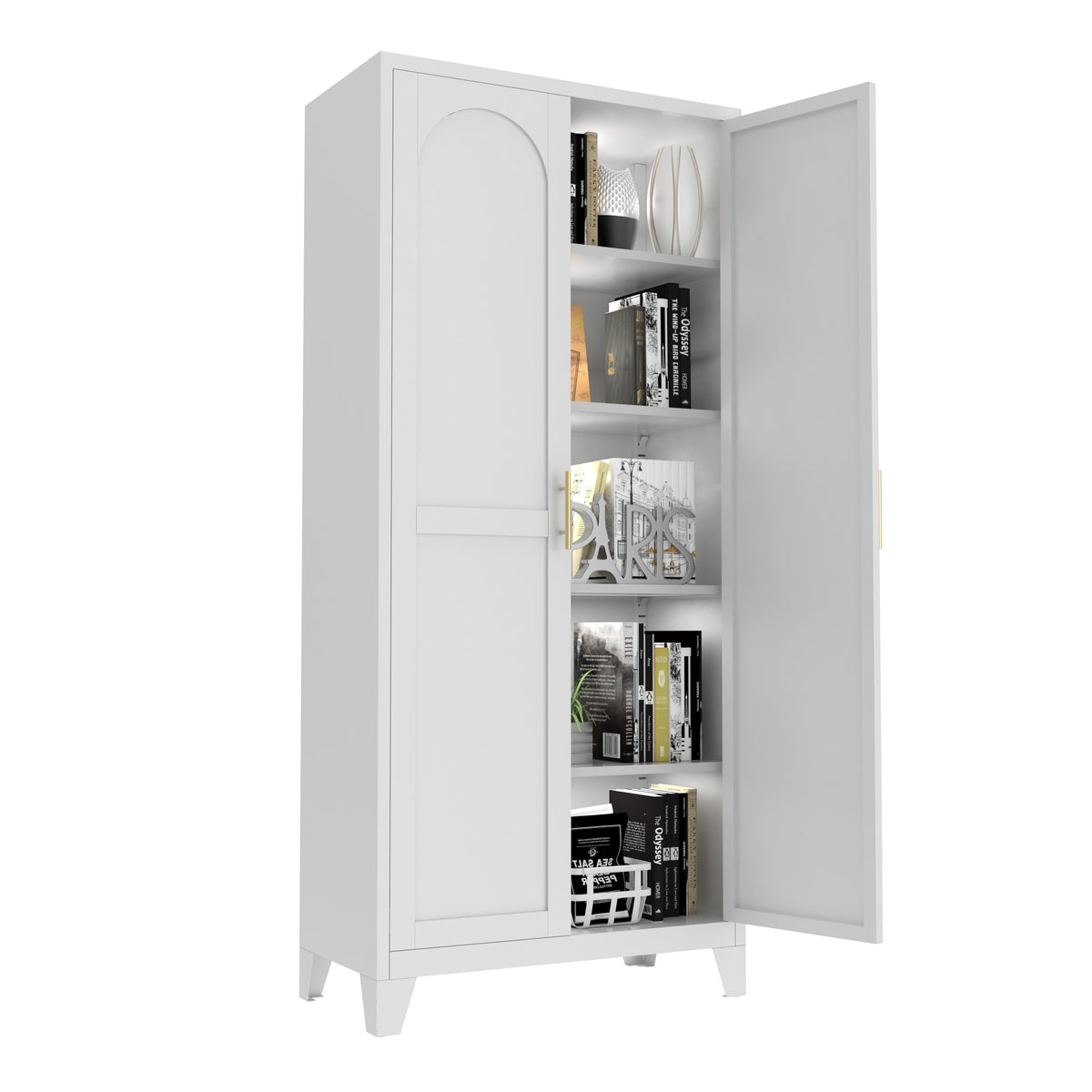 71'' 2 Shapely Doors Cabinet, Metal Storage Cabinet With Doors And Adjustable Shelves, For Bedroom, Living Room - view 5