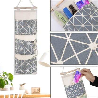 Wall Mounted Storage Bag Door Closet Hanging Storage Bag Organizer Waterproof 3 Pockets Pouch - view 4
