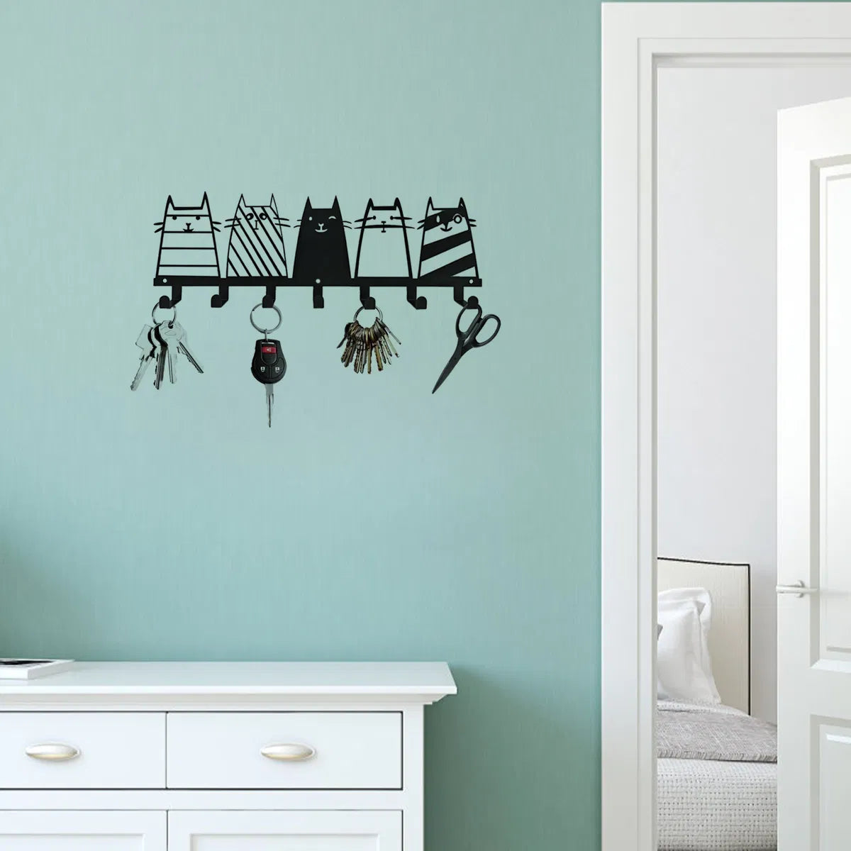Top - Notch Cute Cat Decorative Hook. The 7 - Hooks Key Hook Rack That Transforms into a High - Quality Modern Wall - view 9
