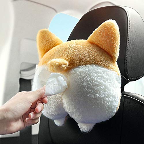 Tissue Box Cover Soft Adorable Corgi Butt Shaped Creative Storage Bag Hanging Pouch Tissue Box Wrapper For Car Home - view 2