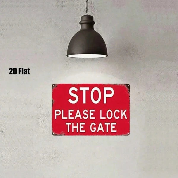 1pc 2D Flat Metal Sign Please Lock The Door, 8x12 Inch Red Warning Sign - view 5
