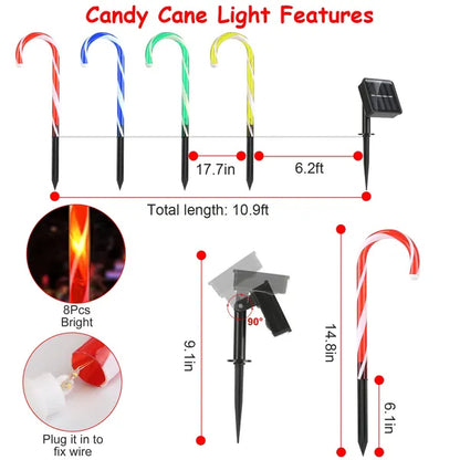 Solar Christmas Candy Cane Light IP55 Waterproof Stake Light - view 9