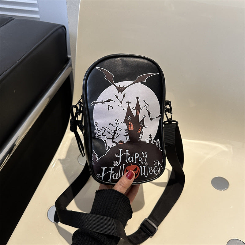 Funny Phone Bag Halloween Dark Crossbody Bag Halloween Pumpkin Printed Cartoon Shoulder Bags Creative Female Handbag - view 6