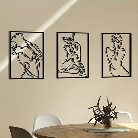 3 Piece Abstract Line Art Wall Sculpture Set Modern Minimalist Decor for Living Room Bedroom Office