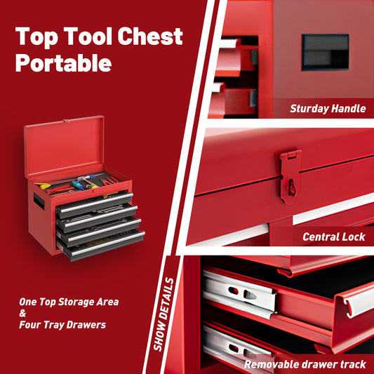 Tool Chest, 5-Drawer Rolling Tool Storage Cabinet With Detachable Top Tool Box, Liner, Universal Lockable Wheels - view 2