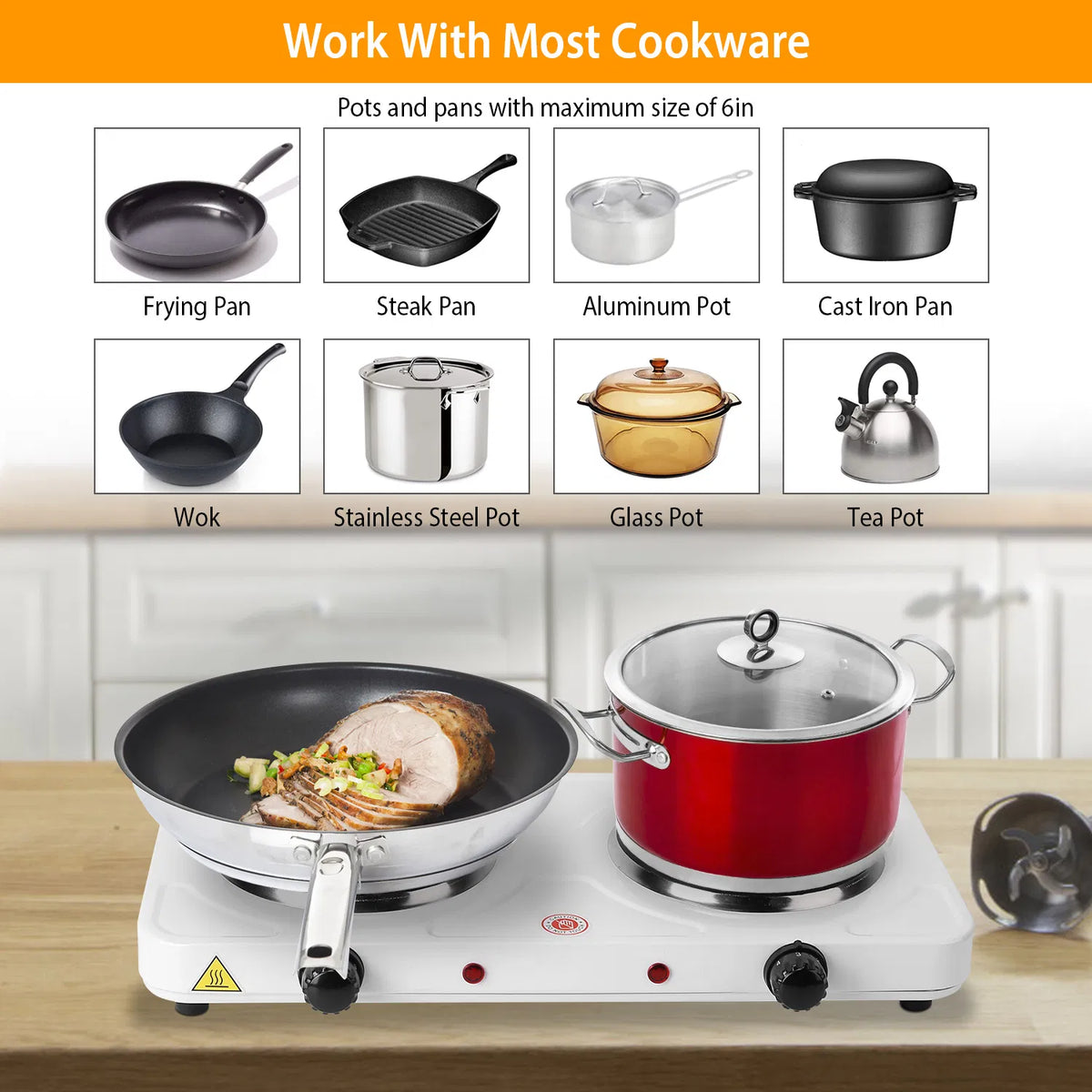 2000W Double Electric Burner Portable Dual Counter Stove Countertop Hot Plate Kitchen Cooker Stove With 5 Gear - view 6