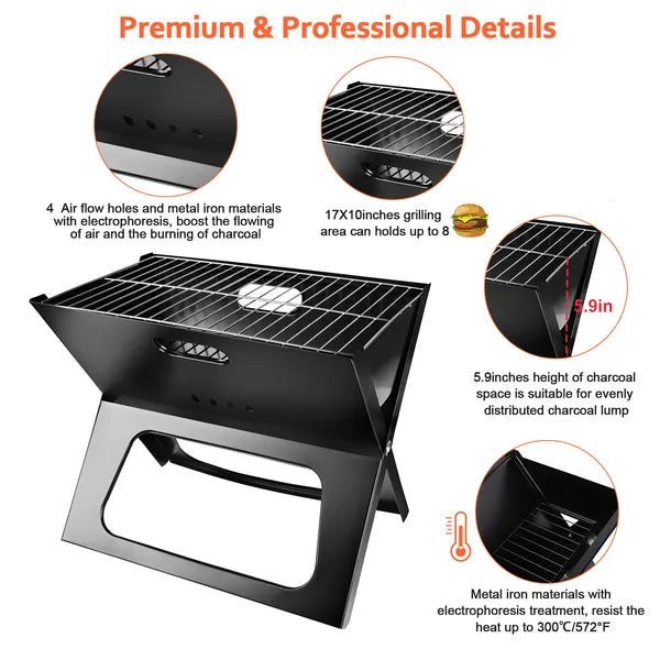 Portable BBQ Barbecue Grill Foldable Charcoal Grill Camping Garden Outdoor Travel - view 5