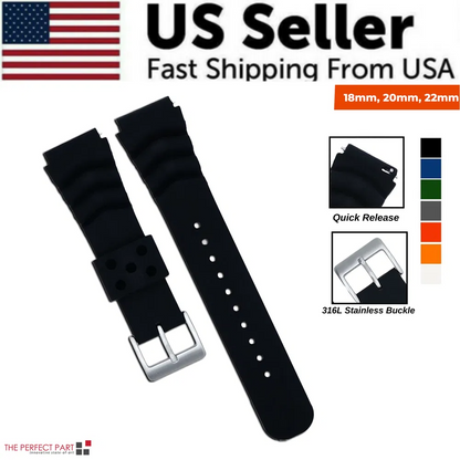 18mm 20mm 22mm Soft Silicone Watch Band Divers Replacement Strap Quick Release - view 2