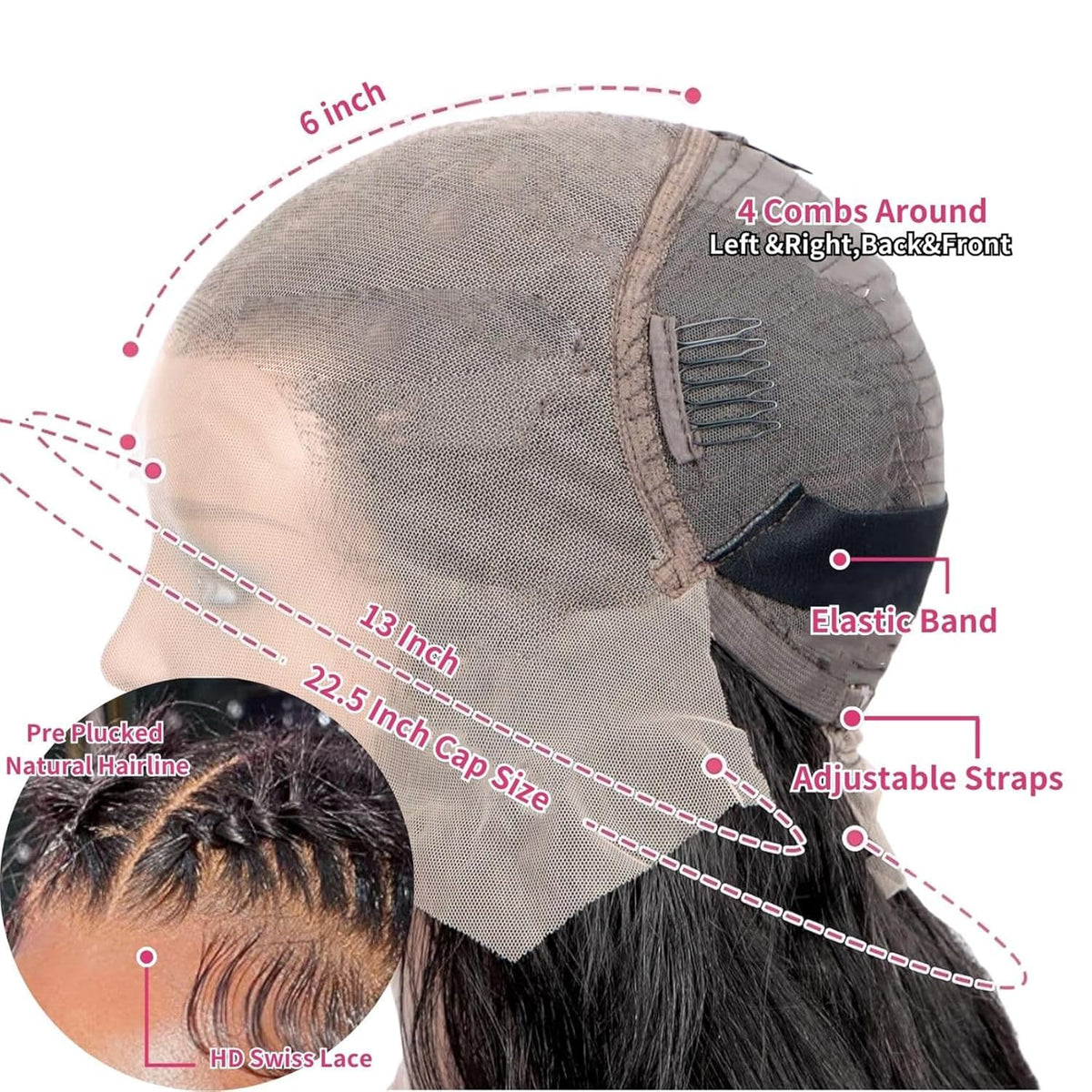 13x6 Front Lace Human Hair Wig, Natural Color, Body Wave, Density - view 10