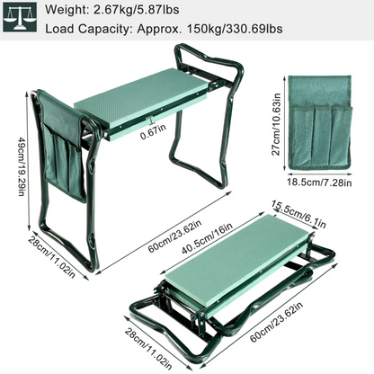 Foldable Garden Kneeler Seat With Kneeling Soft Cushion Pad Tools Pouch Portable Gardener - view 10
