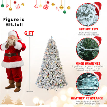 Artificial 6ft Flocked Christmas Tree With 888 PVC Branch Tips, Pine Conex35pcs, 350L Colorful Led - view 9