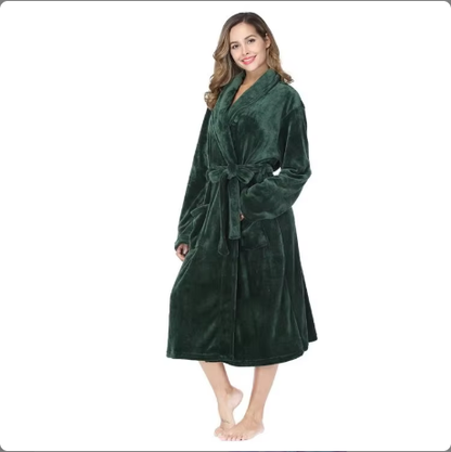 Local Stock Plush Oversize Winter Soft Warm Long Flannel Bathrobe With Hooded Women Thick Night Fleece Bath Robes - view 7