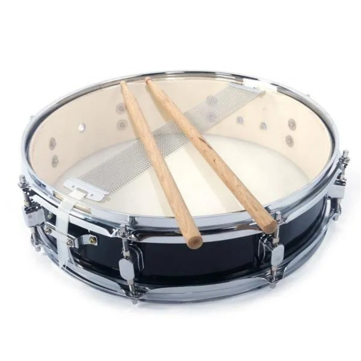 13x3.5 Inch Professional Snare Drum Drumsticks Drum Key Strap Set Black - view 5