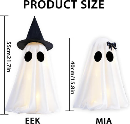 Light Up Halloween Scary Ghost Decorations, Set of 2 DIY Spooky Crafts for Indoor Home Mantel Shelf & Tabletop Decor - view 5
