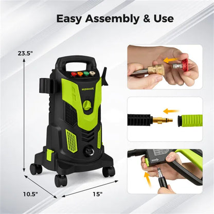 Green Black 2300 PSI Electric Pressure Washer With 4 Quick-Connect Nozzles & Soap Bottle - view 3