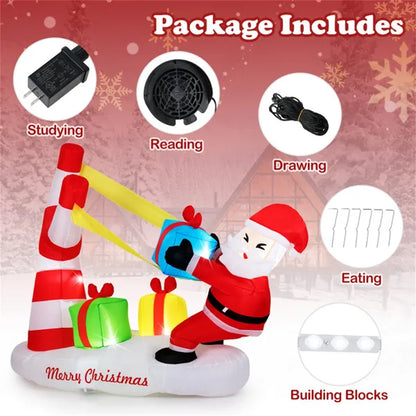 7ft Inflatable Santa Claus Decoration - 5 Built-in LED Lights 210T Polyester Quick Inflation Outdoor Xmas Decor - view 5