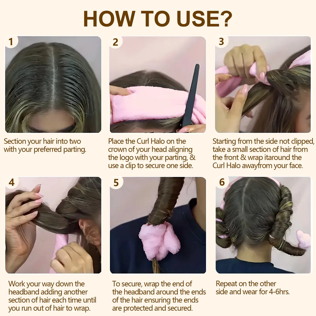 Satin Heatless Hair Curler, Lazy Natural Soft Wave DIY Heatless Curls For Sleep In Overnight, For All Hair Types - Pink - view 6