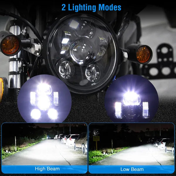 5.75In LED Headlight Motorcycle Projector Headlamp Fit For Harley Dyna Sportster Iron 883 Street Rod Street Bob Softail - view 2