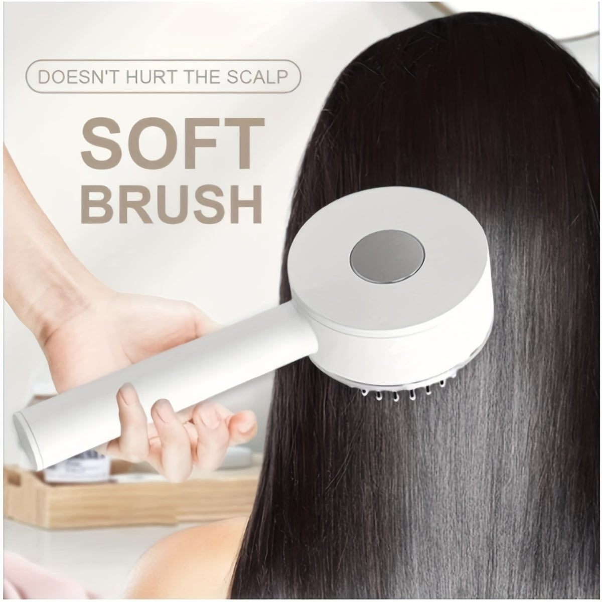 One-key Self-cleaning Hair Brush For Women Curly Hair Brush Anti-Static Airbag Massage Comb Airbag Massage Scalp Comb - view 3