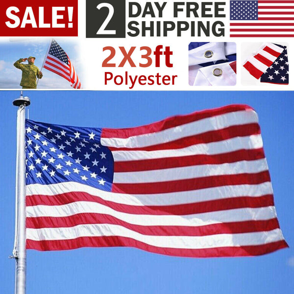 1pcs 2X3FT 60 x 90cm American Flag USA Flag Printed Nylon Flag National Flag W/Brass Grommets Courtyard Decoration