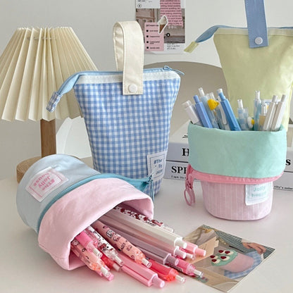 Foldable Standing Pencil Pen Case With Compartments Large Capacity Pencil Pouch Bag School Aesthetic Supplies For Girls - view 3