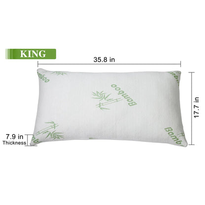 2 pack Bamboo Memory Foam Pillow Hypoallergenic Bed Pillow For Head Neck Rest Sleeping Shredded Pillow Washable Cover - view 9