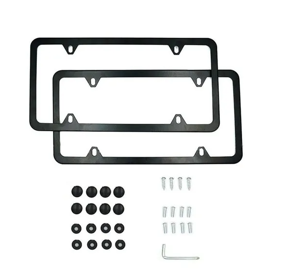 2x High Quality Stainless Steel Metal License Plate Frame Tag Cover Black New US - view 4
