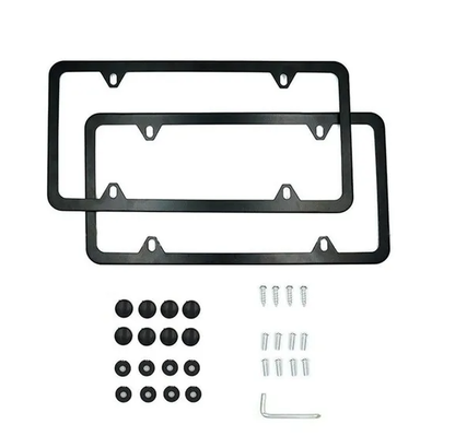 2x High Quality Stainless Steel Metal License Plate Frame Tag Cover Black New US - view 4