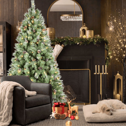 Artificial 5ft Green Christmas Tree With 694PVC Hard Needle Mixed Branch Tips, 200L Warm White Led, Pine Cone - view 8