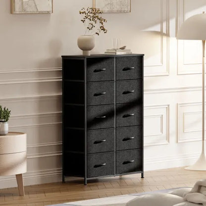 Bedside Table For Bedroom With 10 Fabric Drawers Storage Cabinet Steel Frame Closet For Clothes Storage Display Cabinet - view 7