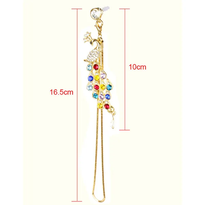 Colorful Crystal Diamond Peacock Dust Cap Pendant For Cell Phone 3.5mm Jack - view 2