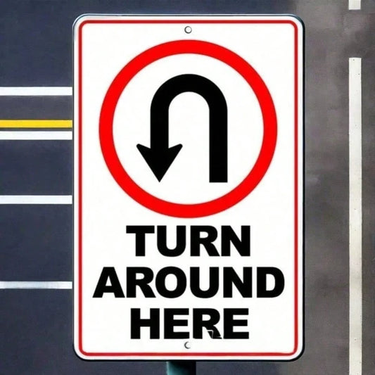 Vintage U Turn Traffic Sign Metal Wall Decor For Home Bar Garage - view 2