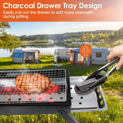 Foldable Charcoal BBQ Grill Stainless Steel Grill Net Easy Setup Portable Tabletop Barbecue Grill For Camping Picnic - view 2