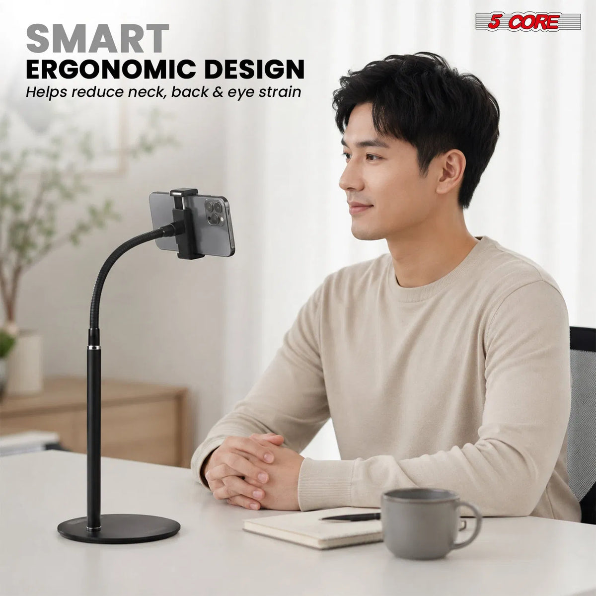 5Core Cell Phone Stand for Desk Adjustable Scissor Boom Arm Stands Tablet Cellphone - view 7