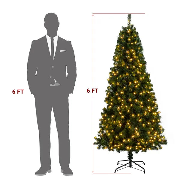 FCH 6ft PVC Material DIY 150 Lights Warm Color 8 Modes 1050 Branches Christmas Tree Green - view 3