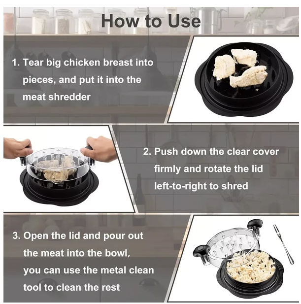 Large Chicken Shredder Tool Twist Meat Shredding Grinder Handles Non-Slip No BPA