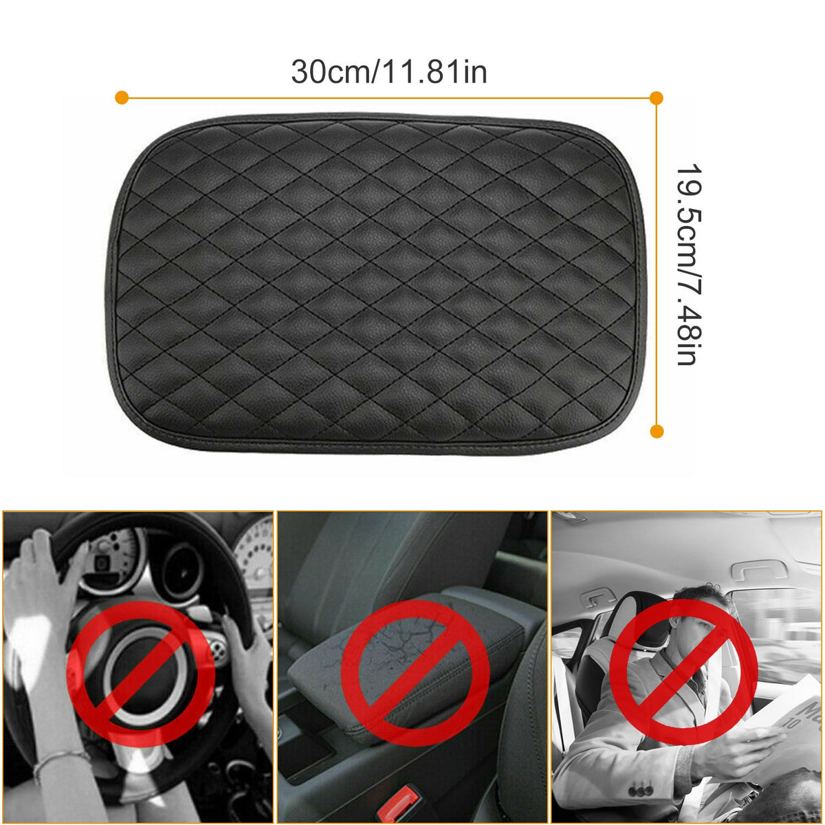 1Pc Car Armrest Pad Cover PU Leather Auto Center Console Seat Box Cover Protector Car Accessories Armrest Cushion Pad - view 3