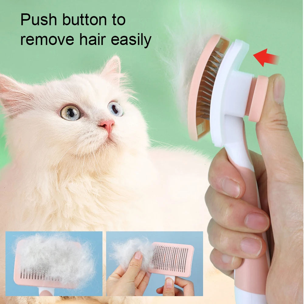 Self Cleaning Slicker Brush For Dogs, Cats Pets-One Click Cleaning Function-Gentle Effective Cat - view 2