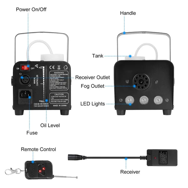 400W Fog Machine RGB LED Party Club DJ Fogger Rapid Heating Remote Control Wedding Stage Smoke Machine - view 5