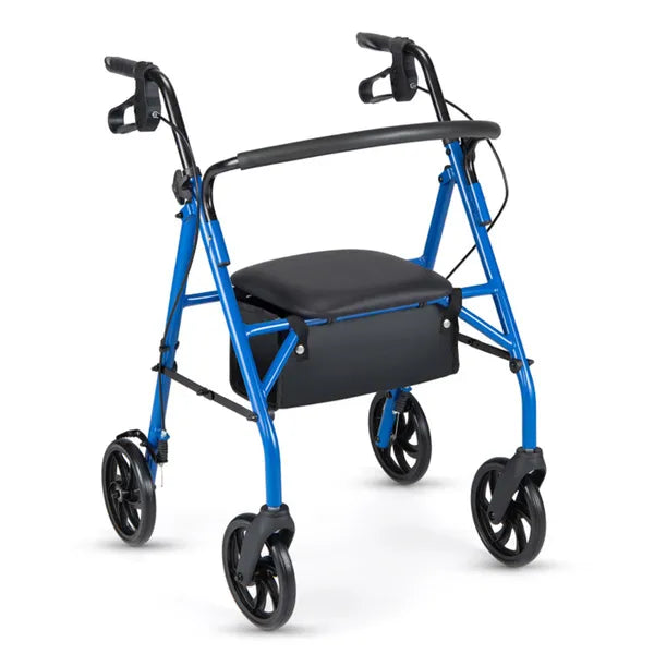 2-in-1 Rollator Walker With Seat (Blue), 8-Inch Large Wheels & Versatile Braking System, Adjustable Height - view 4