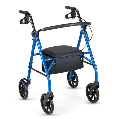2-in-1 Rollator Walker With Seat (Blue), 8-Inch Large Wheels & Versatile Braking System, Adjustable Height - view 4