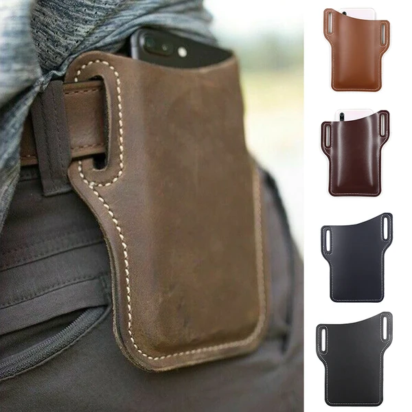 Men Cell Phone Belt Pack Bag Loop Waist Holster Pouch Case Leather Wallet Cover - view 3