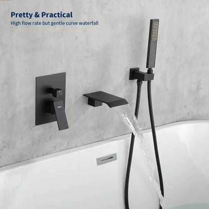 Male NPT Tub Faucet with Hand Shower, Matte Black Waterfall Bathtub Shower Faucet Set - view 6