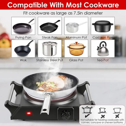 Electric Single Burner Portable Heating Hot Plate Stove Countertop RV Hotplate With 5 Temperature Stepless Adjustments - view 10