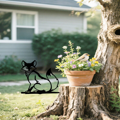 Vintage Tree Stump Wall Art Black Iron Animal Silhouette Sign Rustic Farmhouse Decor For Garden Porch Yard Indoor - view 3