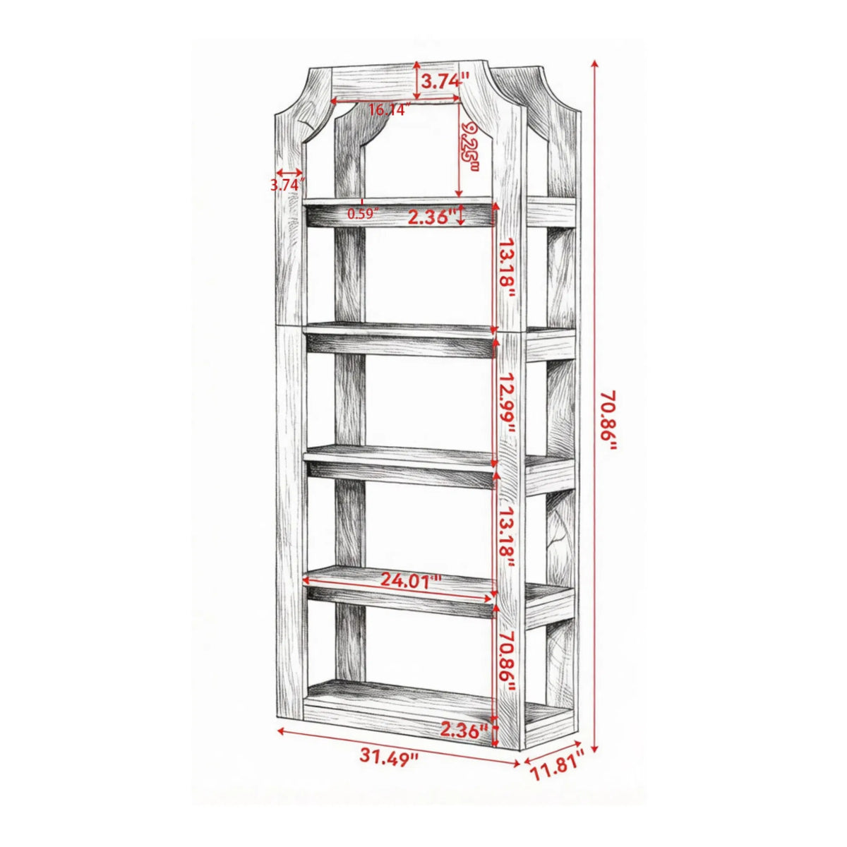 Farmhouse Style Bookshelf for Bedroom - view 3