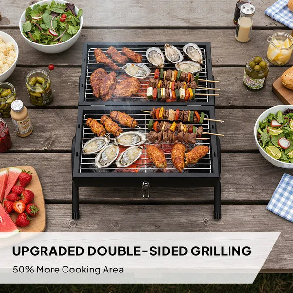 Portable Charcoal Grill Outdoor Stove, Two Side Carbon Griller For BBQ - view 2