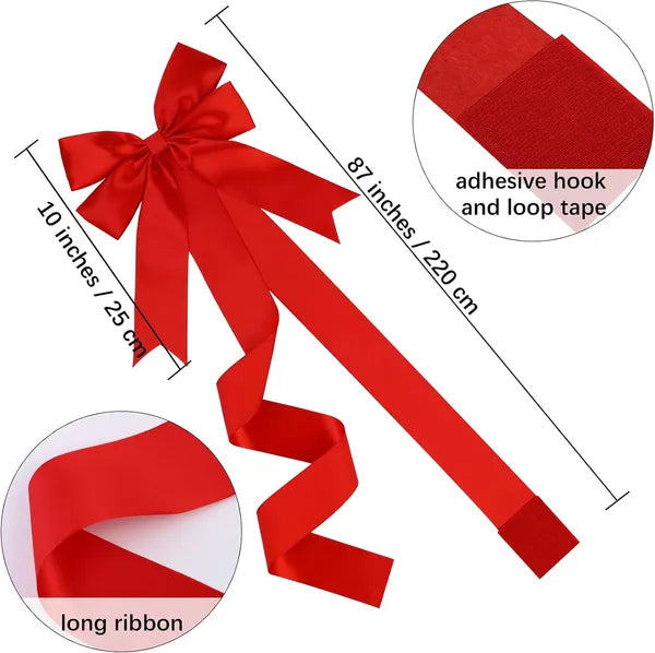 6 Pieces Christmas Door Cabinet Bows Large Christmas Red Ribbons Cabinet Door Bows For Christmas Festive Party Supplies - view 3